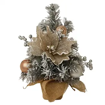 Искусственная мини-Рождественская елка Реалистичные мини-рождественские елки с шариками из сосновых иголок, цветами, сосновыми шишками на рабочий стол для праздника