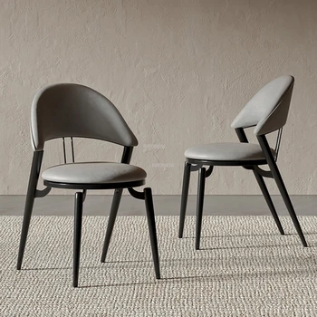 Итальянские обеденные стулья из кованого железа, Современная мебель для столовой, Минималистичные обеденные стулья с кожаной спинкой, Скандинавский Дизайнерский стул