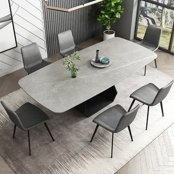 Итальянский минималистский обеденный стол на каменной плите минималистичный современный дизайнерский креативный легкий роскошный обеденный стол и стул