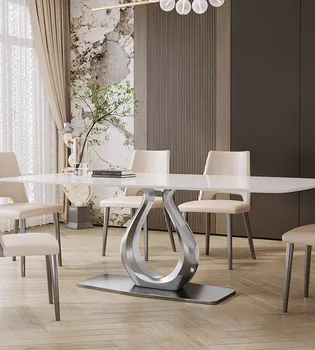 Итальянский обеденный стол rock plate - легкий и роскошный, современный, простой и продвинутый, прямоугольный и креативный обеденный стол