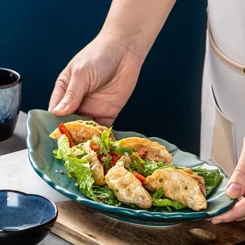 Керамическая тарелка home 2021 новая тарелка для суши, креативное блюдо в японском стиле, индивидуальная тарелка в форме листа, украшение посуды