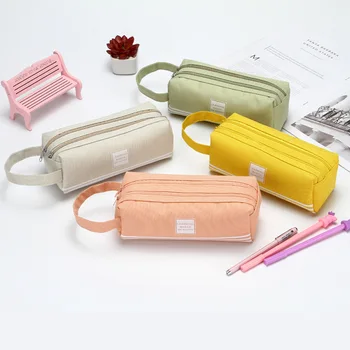 Креативная сумка с ручкой большой емкости, многофункциональный двойной пенал, органайзер для ручек, сумка на молнии для школьных принадлежностей для мальчиков и девочек