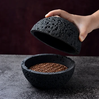Креативная чаша молекулярной кухни Имитация вулканического камня шаровой диск Круглая копченая чаша Черная посуда Суповые миски Planet bowl