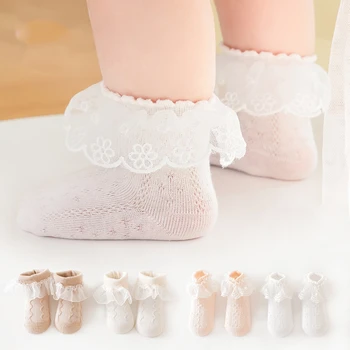 Летние носки для девочек 2023 года, новые детские сетчатые носки, носки принцессы, тонкие хлопковые кружевные носки, детские носки