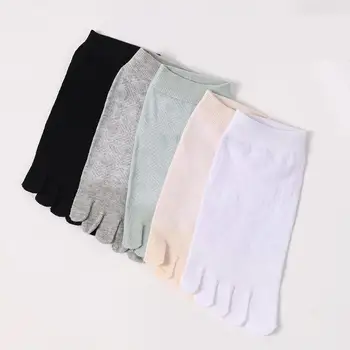 Летние тонкие женские носки с пятью пальцами, дышащие Короткие Сетчатые однотонные женские хлопчатобумажные носки с пятью пальцами, комплект