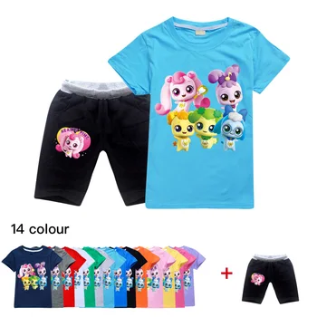 Летняя футболка с сердечками и шортами от 2 до 16 лет, комплект из 2 предметов, детский повседневный костюм, спортивный костюм для маленьких мальчиков, одежда для бега для девочек