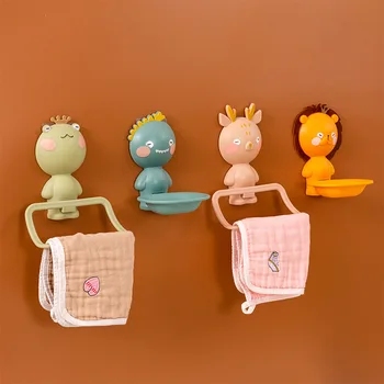 Милая вешалка для полотенец из детского мультфильма, креативная вешалка для мыла, неперфорированный стержень для мытья девочки, подвесное кольцо