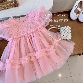 Милое детское праздничное платье принцессы для дня рождения для маленьких девочек, детская летняя новая одежда без рукавов