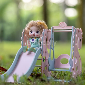 Миниатюрная горка для кукольного домика в масштабе 1/12, модель мини-качелей для ролевых игр, кукла OB11, мебель для детского сада, Аксессуары, игрушка