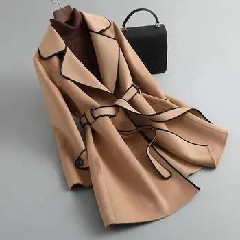 Модная женская верхняя одежда, стираемая женская куртка контрастного цвета, сохраняющая тепло, приталенный костюм, верхняя одежда с воротником, пальто