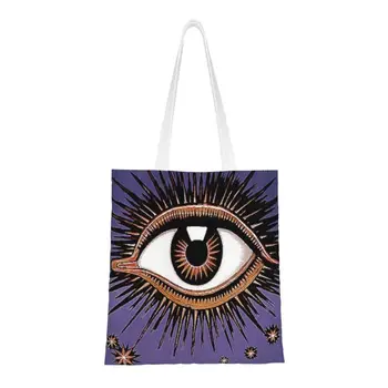 Модная сумка для покупок с Мистическим Глазом и звездами, многоразовый Духовный Амулет, холщовая сумка для покупок через плечо
