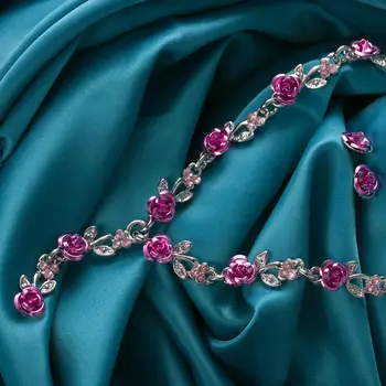Модные серьги Подарочное ожерелье Для женщин 2 шт./компл. Акриловая роза Кулон-гвоздик Ювелирный подарок
