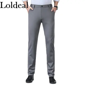 Мужские брюки премиум-класса без железа цвета хаки классического кроя с расширяемой талией, плоские передние брюки для больших и высоких размеров