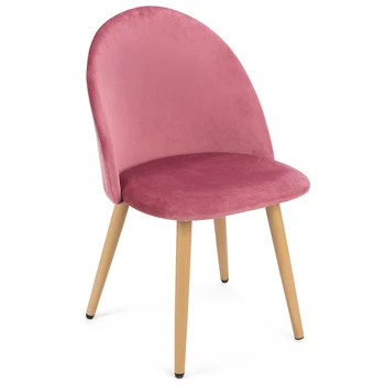 Набор из 2 изысканных бархатных обеденных стульев для кухни/спальни/гостиной с ножками цвета металлического дерева