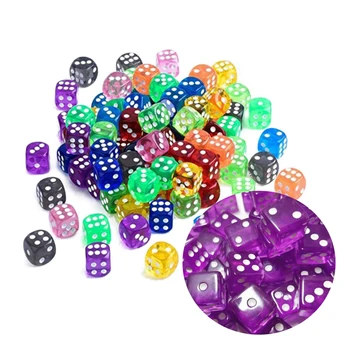 Набор кубиков 10 шт. /партия, 8 цветов, высококачественные акриловые 6-сторонние прозрачные кубики, подходящие для клубных / вечерних / семейных игр, 16 мм