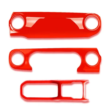 Накладка крышки переключения передач на приборной панели центральной консоли из 3 предметов для Jeep Wrangler JL JLU Gladiator Red
