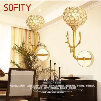 Настенные светильники SOFITY Современные креативные светодиодные золотые бра Хрустальные светильники для дома, спальни