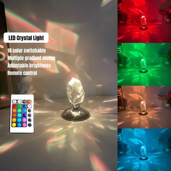 Настольная лампа из хрусталя 16 цветов LED16 Романтическая Алмазная атмосфера Легкий Сенсорный ночник Хрустальная лампа для украшения спальни