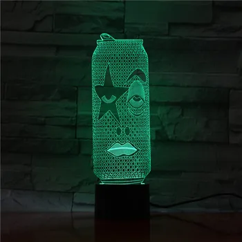 Новый 3D ночник Банки Пивные бутылки Форма 7 Цветов Меняющий USB кабель Remoto Настольное освещение для друзей Подарок детям на День рождения 1347