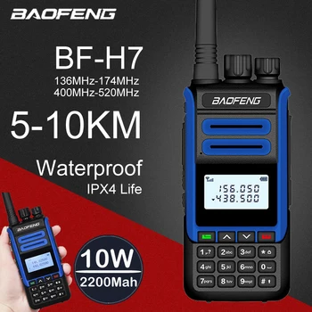 Новый Baofeng BF-H7 Портативная Рация 10 Вт Портативная CB Радиостанция FM Дистанционный Приемопередатчик 2200 мАч Двухдиапазонное Двухстороннее Радио ЖК-экран