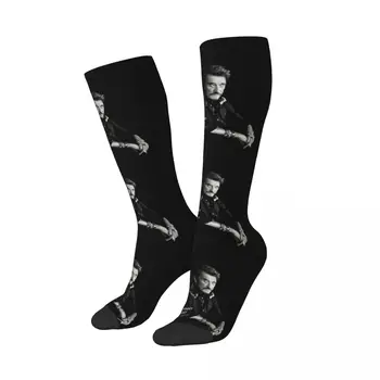 Носки Johnny Hallyday с классным принтом, женские эластичные спортивные чулки France Mucisian для девочек