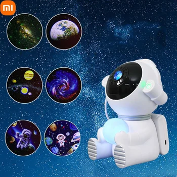 Ночник Xiaomi Astronaut Galaxy Star Projector Moon World Projector USB Красочная лампа для детской Спальни Праздничный подарок