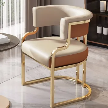 Обеденный стул с акцентом в спальне, Кухонные Мобильные кресла для отдыха из золотой кожи, Роскошная Офисная Уличная мебель Sedie Pranzo Moderne