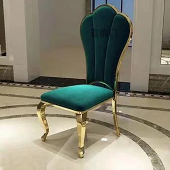 Обеденный стул современный простой легкий роскошный гостиничный банкетный зал Европейский стол и стул со спинкой бытовой стул из нержавеющей стали dark gr