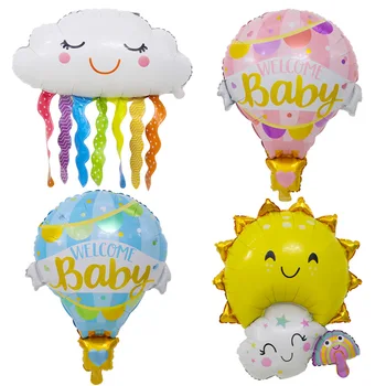 Облака, радуга, улыбающееся лицо, Солнечные шары, добро пожаловать, воздушный шар из алюминиевой фольги для душа ребенка, декор для свадьбы на 1-й День рождения.