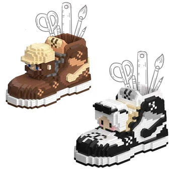Обувь Kawaii Микро Строительные блоки Контейнер для ручек Алмазные украшения своими руками Мини Кирпичные Фигурки Игрушки для детей Подарок на День рождения
