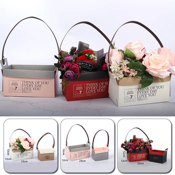 Переносная коробка для цветов, водонепроницаемая бумага, Удобный подарочный пакет, крафт-сумочка, Подарочная коробка для свадебной вечеринки с розами, упаковка для конфет, торта, дня рождения