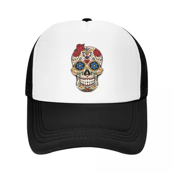 Персонализированная готическая бейсболка Day Of The Dead Rose Sugar Skull с защитой от солнца, Женская Мужская регулируемая шляпа дальнобойщика, летняя