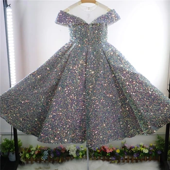 Платье для первого причастия для девочек, детское праздничное бальное платье, Свадебные платья с цветами и пайетками для девочек, Детское Фортепианное представление, Vestidos