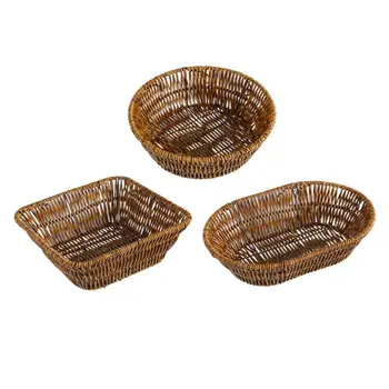 Плетеная вручную корзина для хлеба Держатель лотка из ротанга из полипропилена для домашней кухни пекарни Простая и практичная универсальная корзина для ресторана