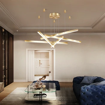 Подвесные светильники с золотой полосой, светодиодные медные подвесные светильники для дома, гостиной, спальни, Подвесной светильник в стиле лофт Abajur