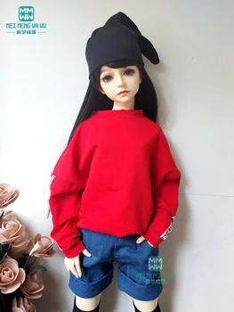 Подходит для одежды куклы BJD SD 1/3 60 см, красной повседневной толстовки и джинсовых шорт