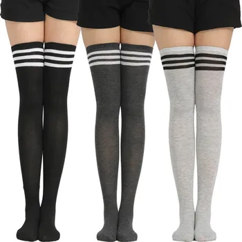 Полосатые чулки выше колена для девочек в студенческом стиле, сексуальные тонкие чулки до колена, женские японские носки-трубки для косплея JK с длинными рукавами