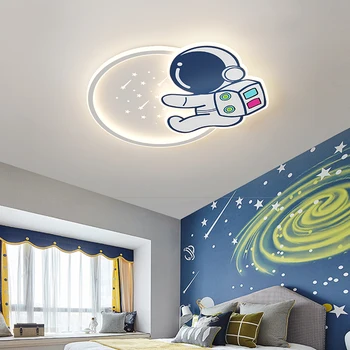Потолочный светильник Moon Astronaut для детской спальни Мальчика, светодиодные потолочные светильники, Потолочная люстра с мультяшным космонавтом, освещение детской комнаты для детей