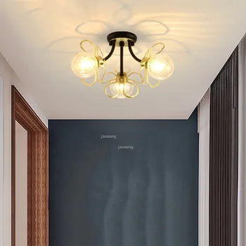Потолочный светильник из скандинавского светодиодного стекла Золотого /черного цвета Для гостиной, спальни, Потолочных светильников, потолочного светильника для коридора в мансарде