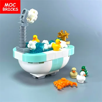 Продается набор MOC Bricks, детские круглые краны из пены для ванны, аксессуары для ванной комнаты, строительный блок, совместимый с частицами, детские игрушки