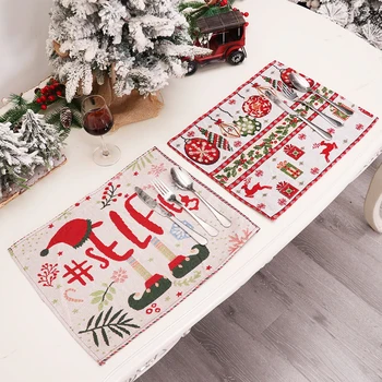 Рождественские салфетки 43x34 см, Рождественские коврики для столовой, термостойкие рождественские коврики для стола, моющийся коврик для стола