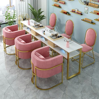 Роскошные дизайнерские маникюрные столики для мебели салона красоты, профессиональный маникюрный стол, японский двухслойный стол и стул