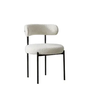 * Роскошный Домашний обеденный стол Nordic Light со спинкой для отдыха, косметический стул из овечьей шерсти