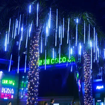 Светодиодный свет метеоритного дождя, Праздничная гирлянда, водонепроницаемый декор Сказочного сада, уличная светодиодная гирлянда, Рождественское украшение 2024