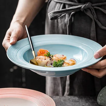 Скандинавская простая западная тарелка с матовым рисунком, тарелка для соломенной шляпы, французская паста, посуда для гостиничной кухни