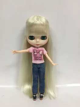 совместное тело обнаженной куклы blyth Фабричная кукла белые волосы прямые волосы 0033