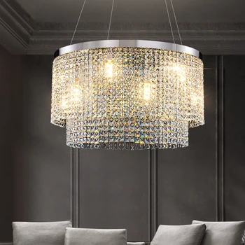 Современная хрустальная люстра для гостиной, Роскошный домашний декор, светодиодные лампы Cristal, Круглые подвесные светильники