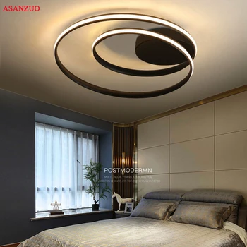 Современные потолочные светильники, светодиодная лампа для гостиной, спальни, кабинета, белого, черного цвета, потолочный светильник для поверхностного монтажа Deco AC85-265V
