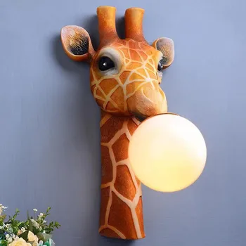 Современный настенный светильник OULALA для помещений, креативный светодиодный светильник-бра из смолы с мультяшным жирафом для дома, детской спальни, коридора