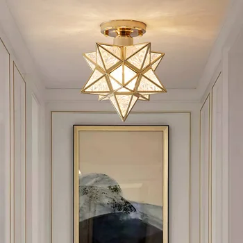 Современный простой потолочный светильник, американская пентаграмма, лампа для крыльца, скандинавская светодиодная креативная лампа для спальни, подвесной светильник для прохода в гостиную.
